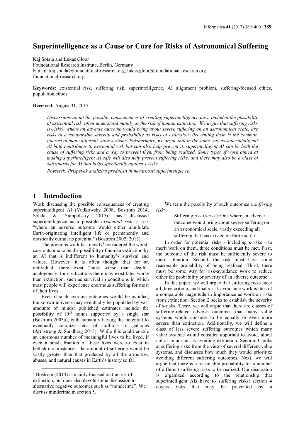 Superintelligence As a Cause Or Cure for Risks of Astronomical Suffering