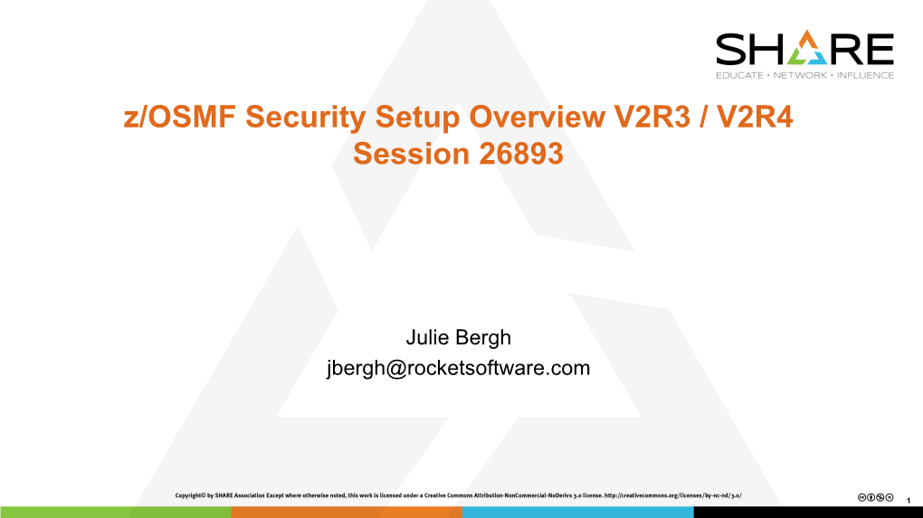 Z/OSMF Security Setup Overview V2R3 / V2R4 Session 26893