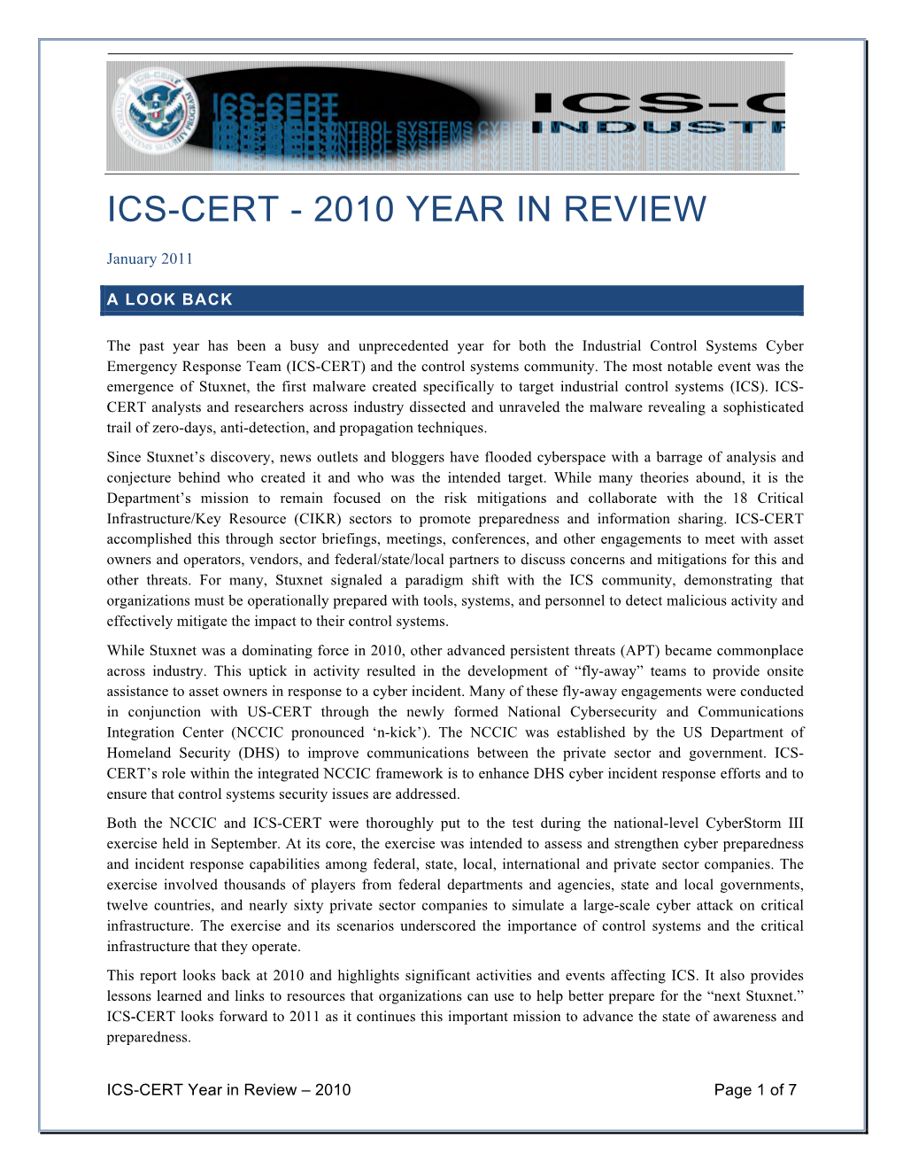 Ics-Cert - 2010 Year in Review