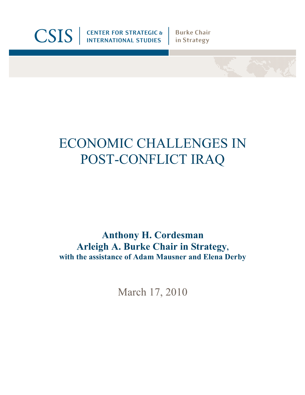Economic Challenges in Post-Conflict Iraq