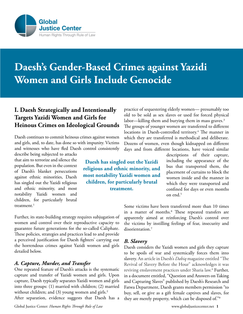 Daesh's Gender-Based Crimes Against Yazidi Women and Girls