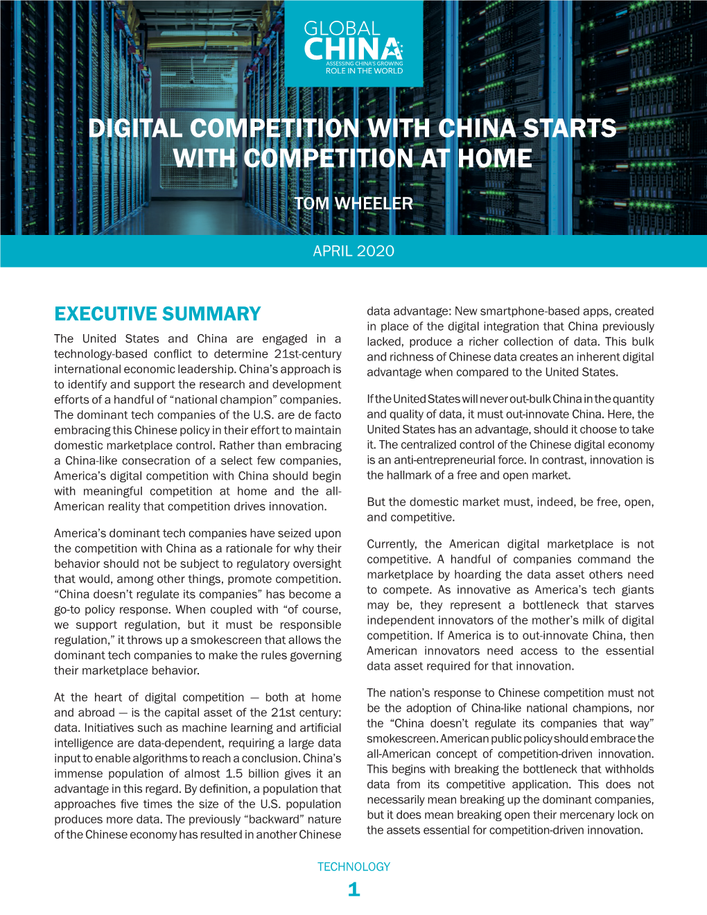 Digital Competition with China Starts with Competition at Home