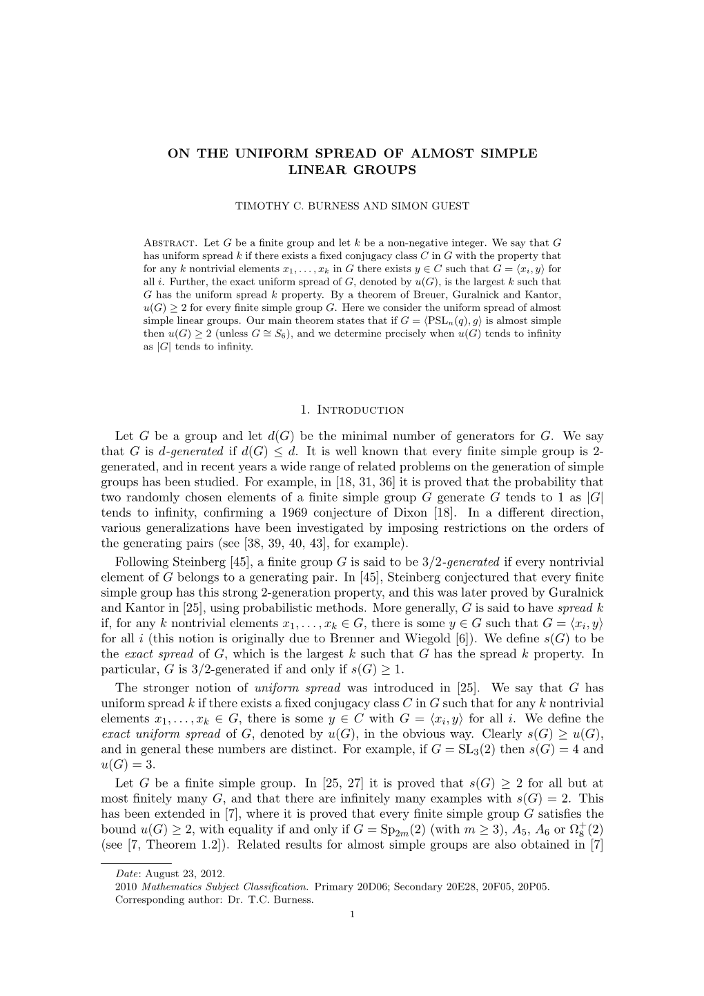 On the Uniform Spread of Almost Simple Linear Groups