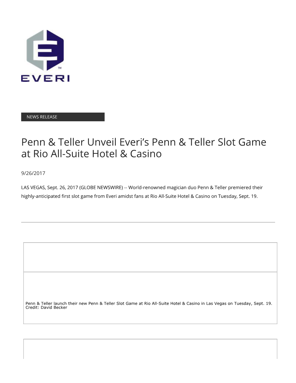 Penn & Teller Unveil Everi's Penn & Teller Slot Game at Rio All-Suite