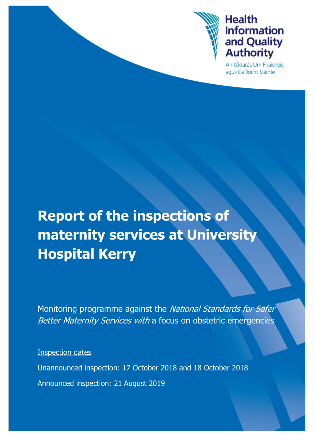 Inspection Report University Hospital Kerry November 2019