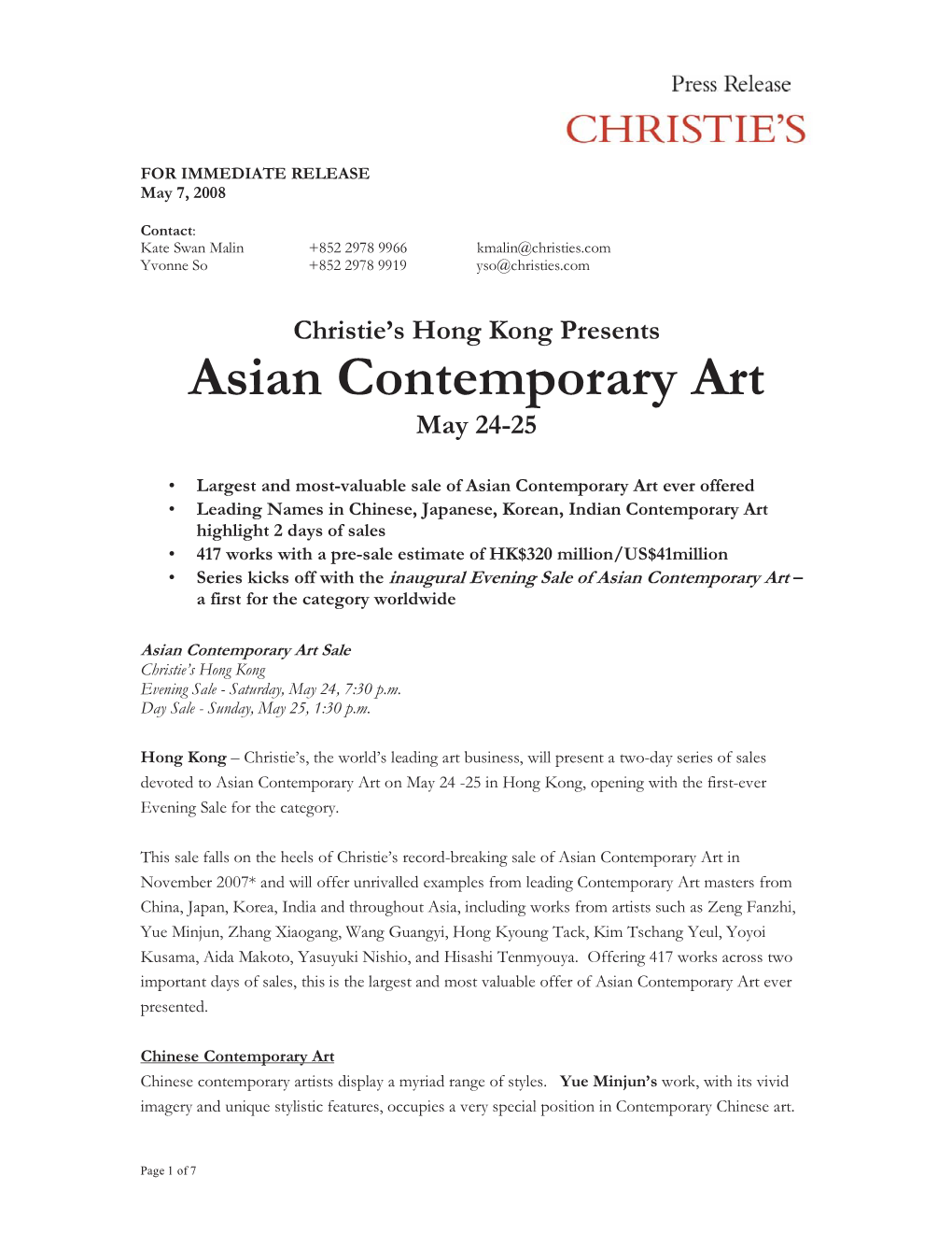 Asian Contemporary Art May 24-25