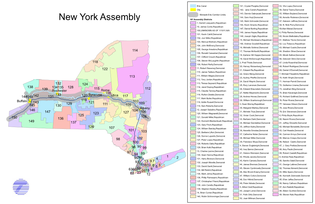 New York Assembly 145, Mark Schroeder,Democrat 57, Hakeem Jeffries,Democrat 1, Daniel Losquadro,Republican 146, Kevin Smardz,Republican 58, N