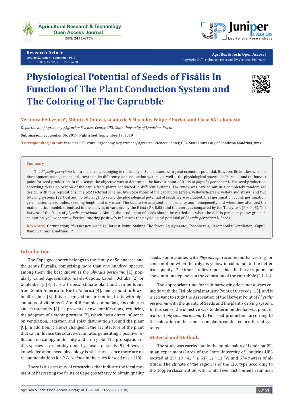 Physiological Potential of Seeds of Fisális in Function of the Plant Conduction System and the Coloring of the Caprubble
