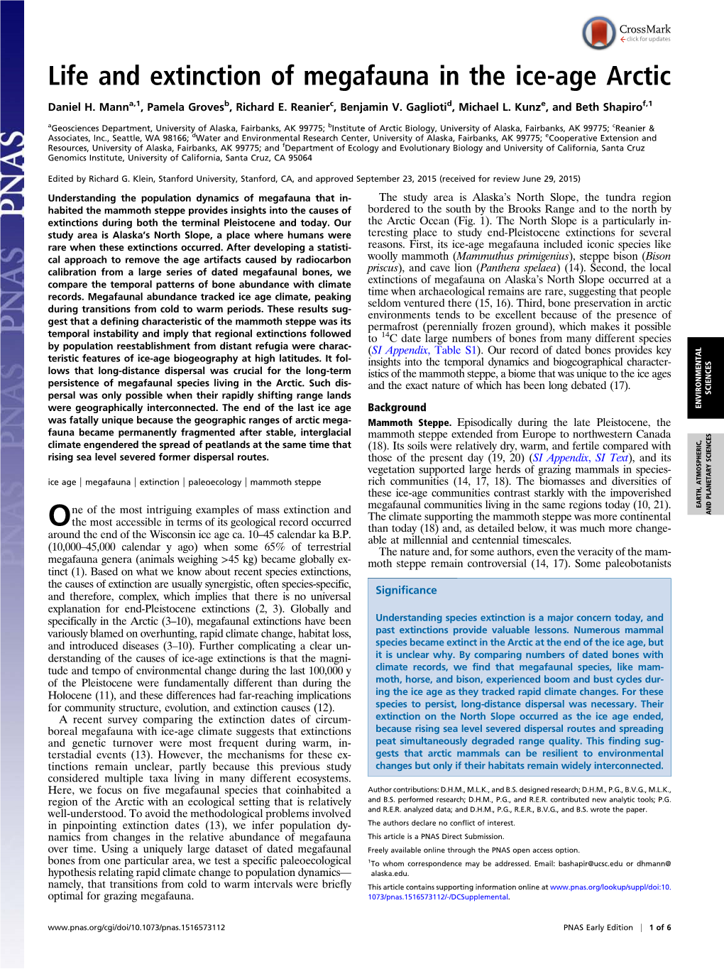 Life and Extinction of Megafauna in the Ice-Age Arctic