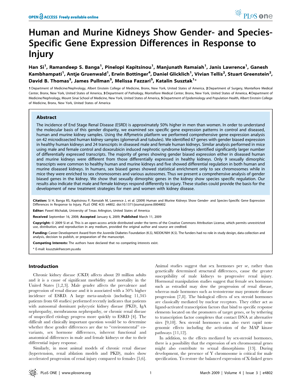 Specific Gene Expression Differences in Response to Injury