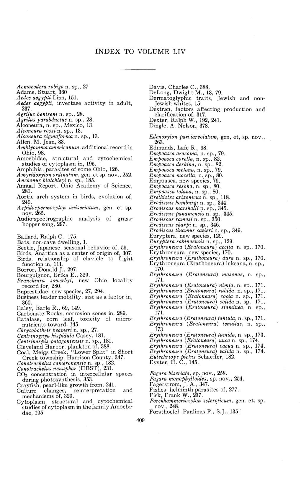 Index to Volume Liv