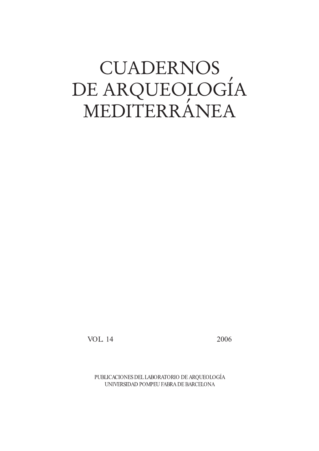 Cuadernos De Arqueología Mediterránea