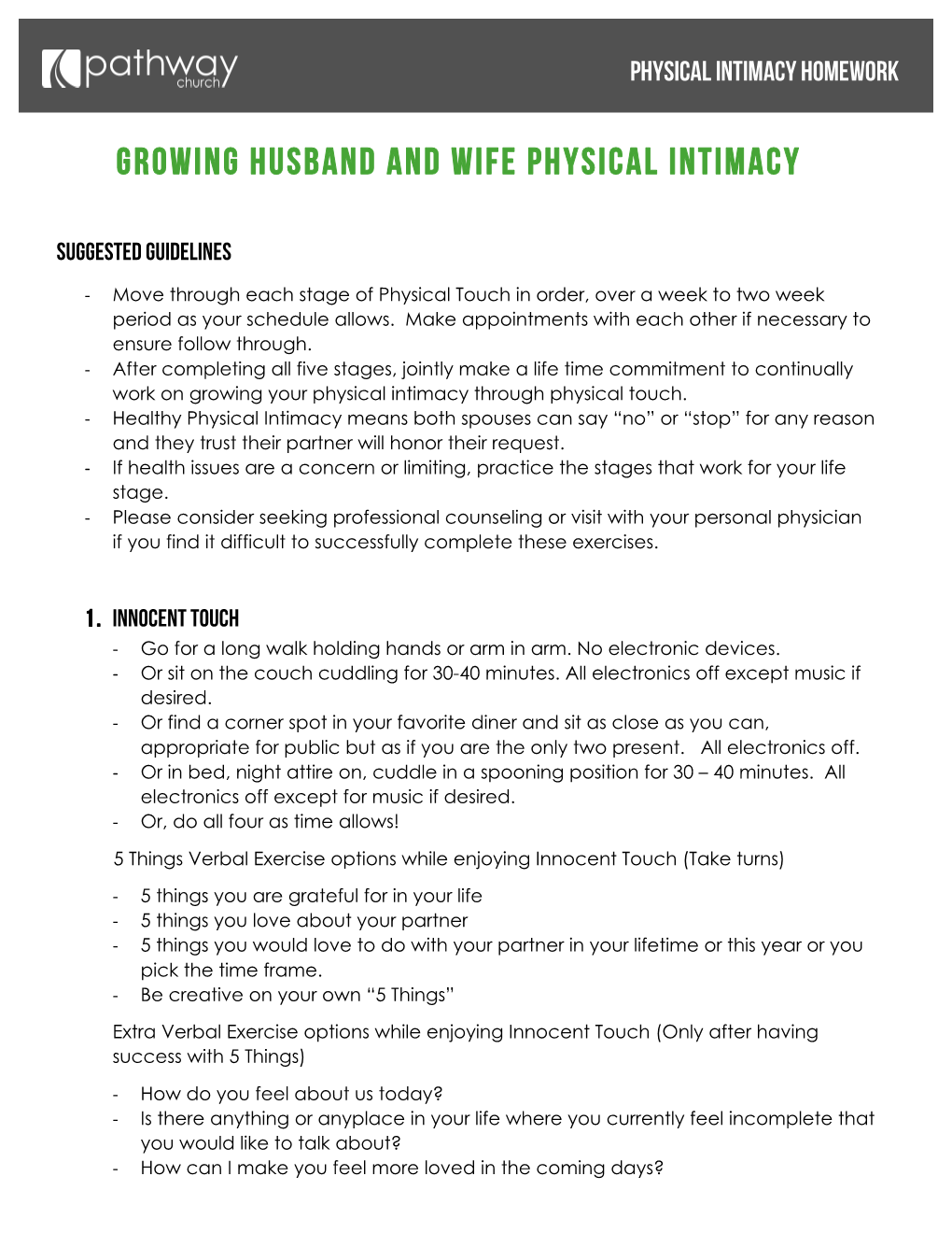 Growing Husband and Wife Physical Intimacy