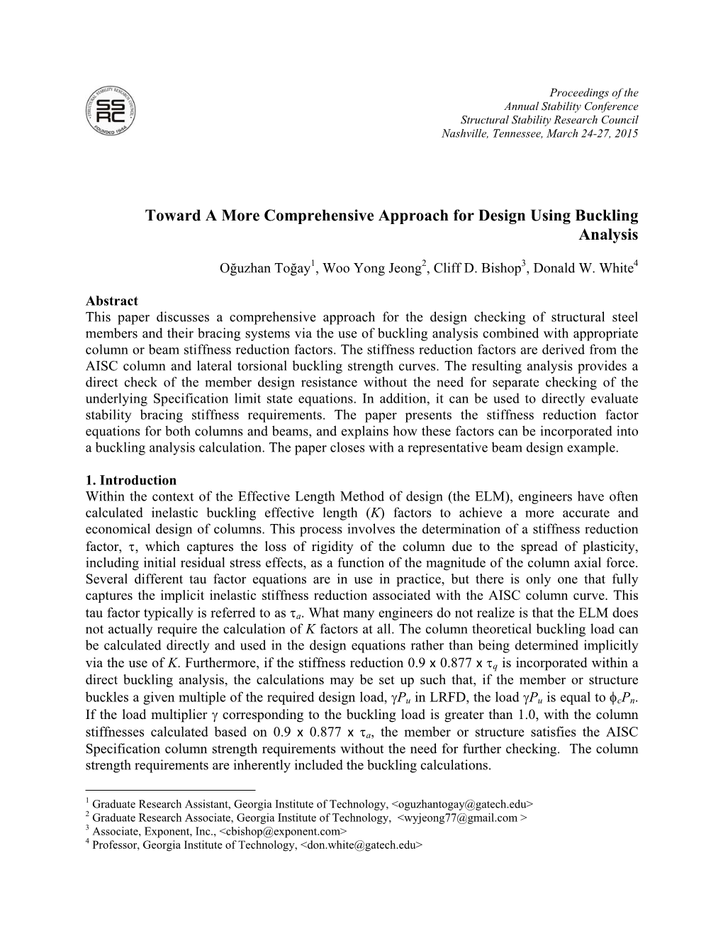 Toward a More Comprehensive Approach for Design Using Buckling Analysis