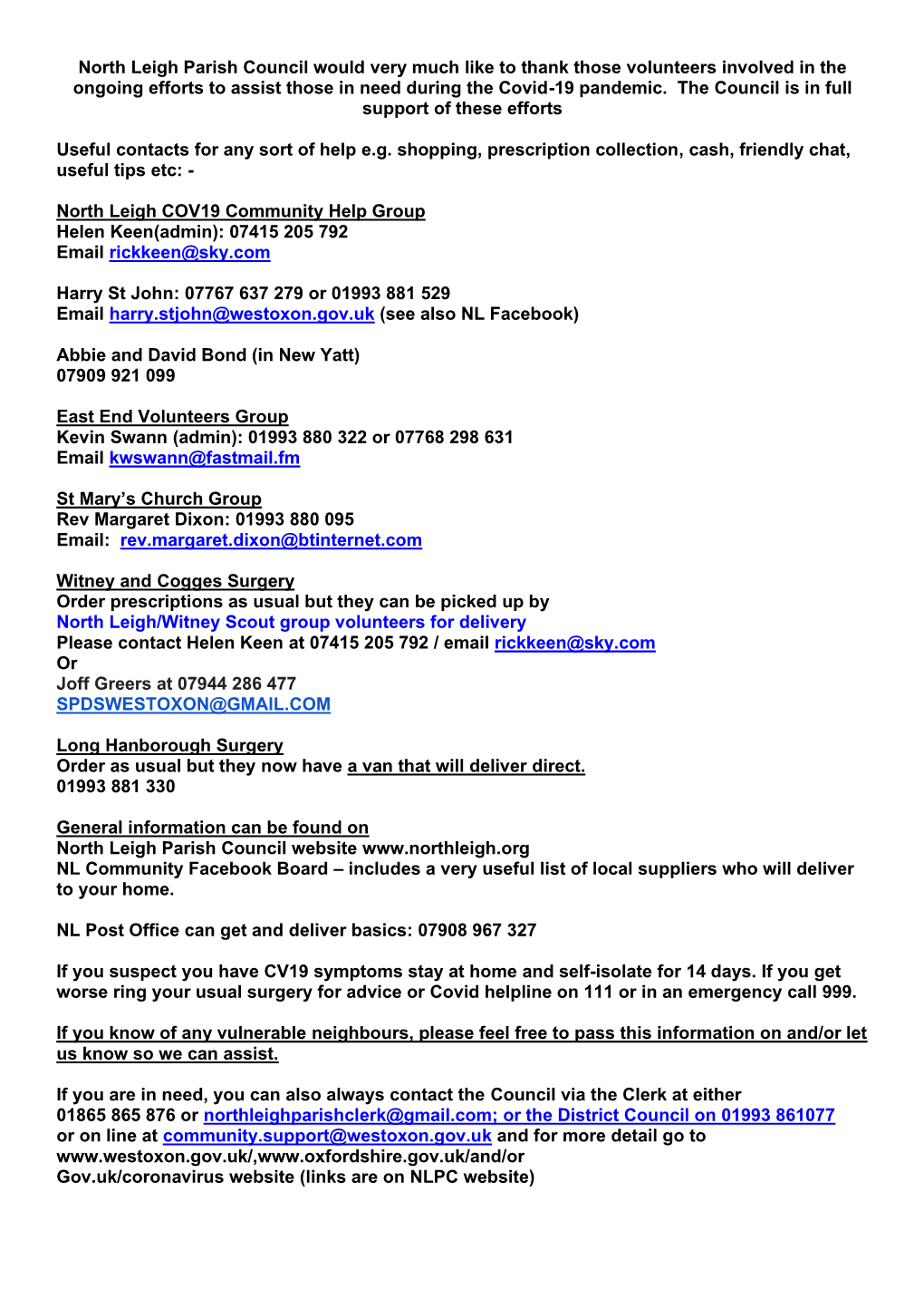 North Leigh Parish Council Covid 19 Communication 04 05 2020.Pdf