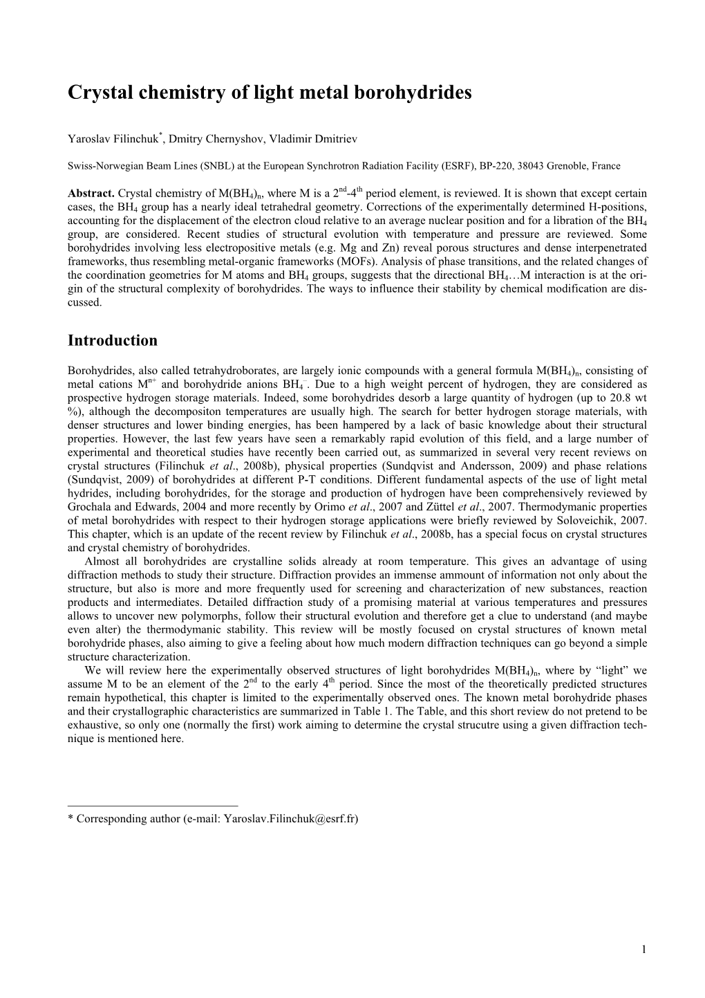 Crystal Chemistry of Light Metal Borohydrides