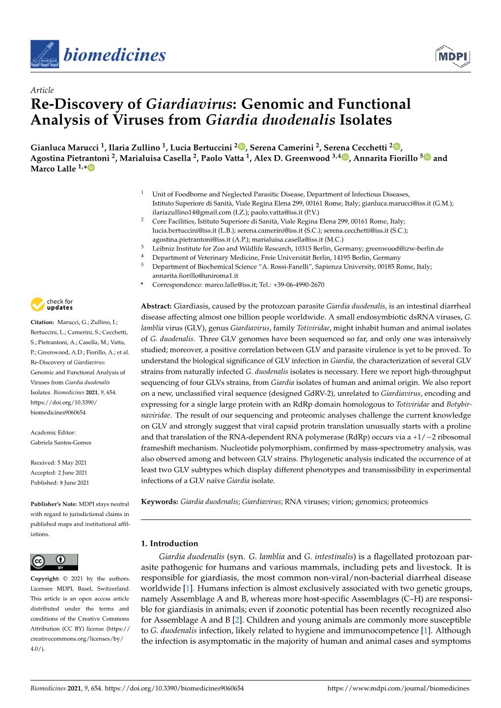 Genomic and Functional Analysis of Viruses from Giardia Duodenalis Isolates