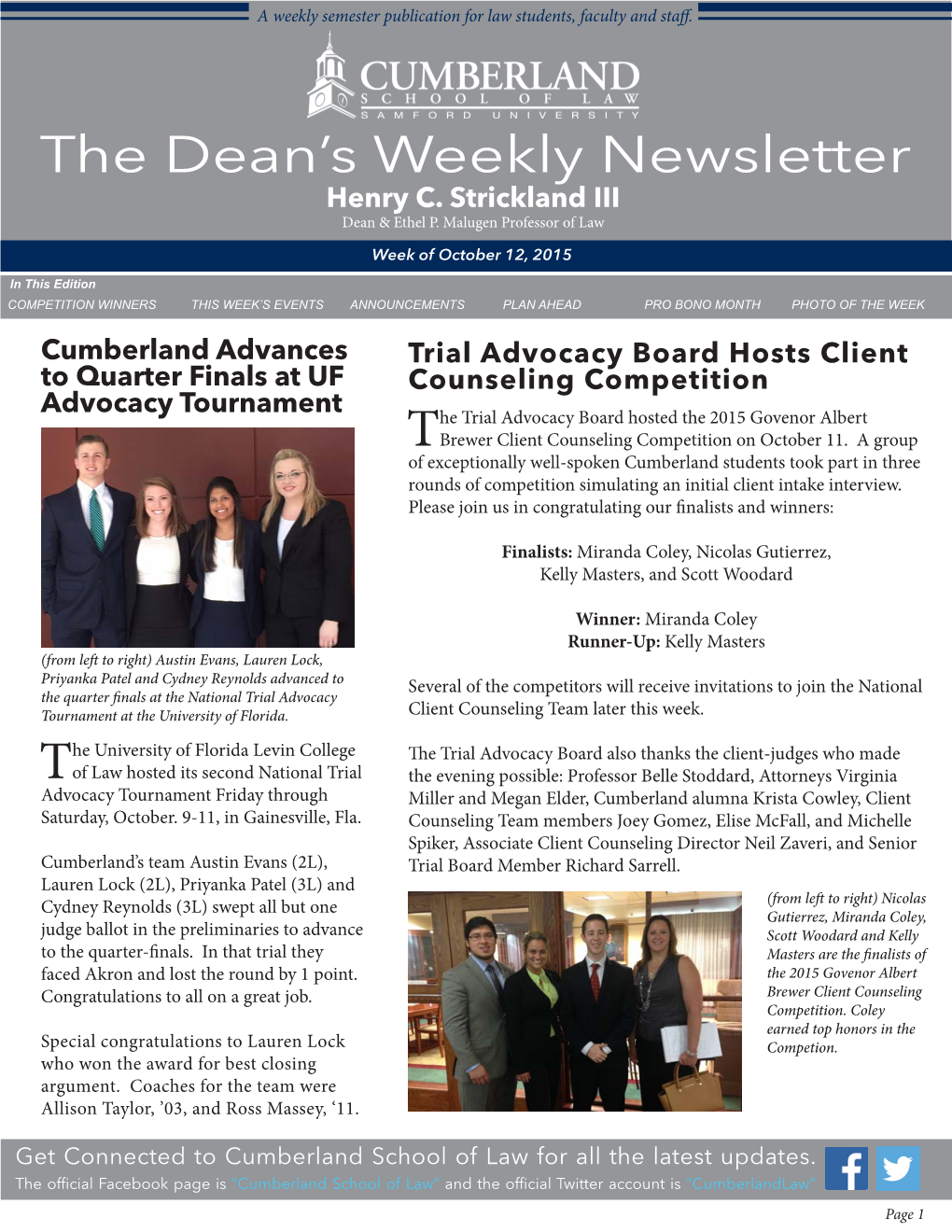 The Dean's Weekly Newsletter