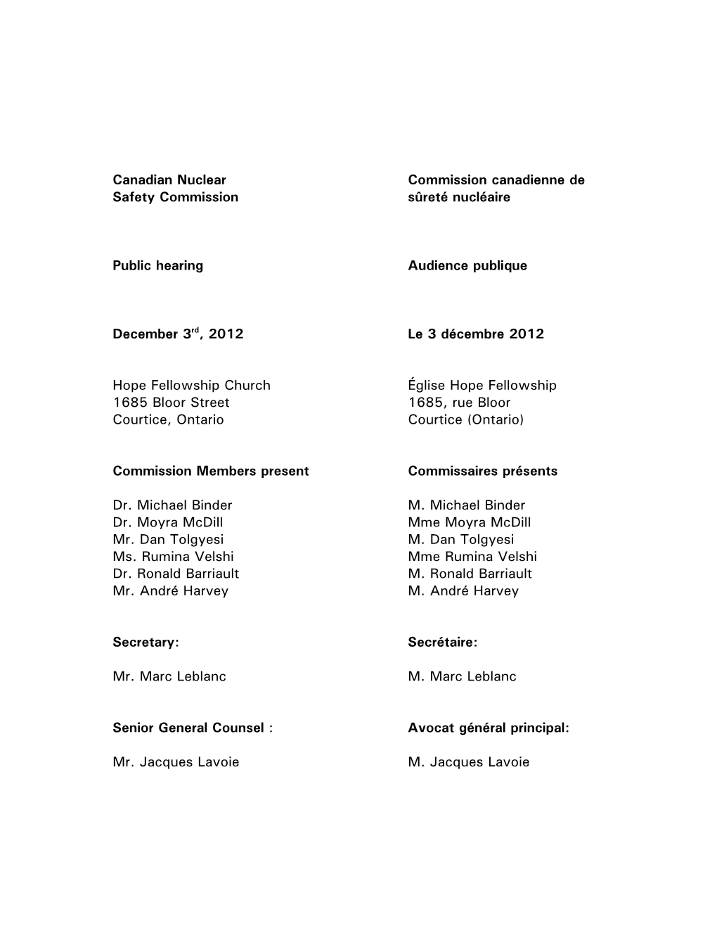 Transcript for December 3, 2012 Public Hearing for Darlington