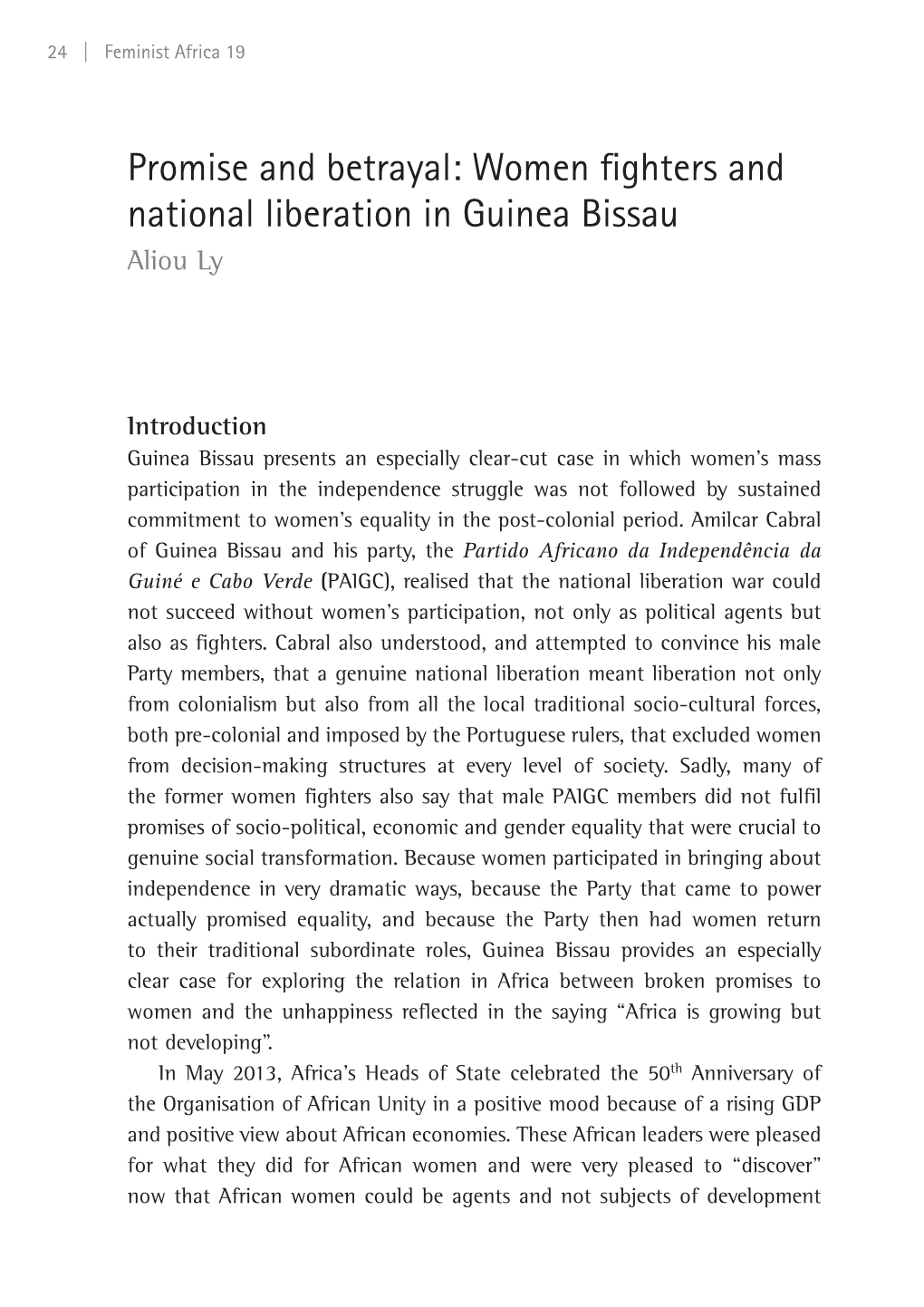 Women Fighters and National Liberation in Guinea Bissau Aliou Ly