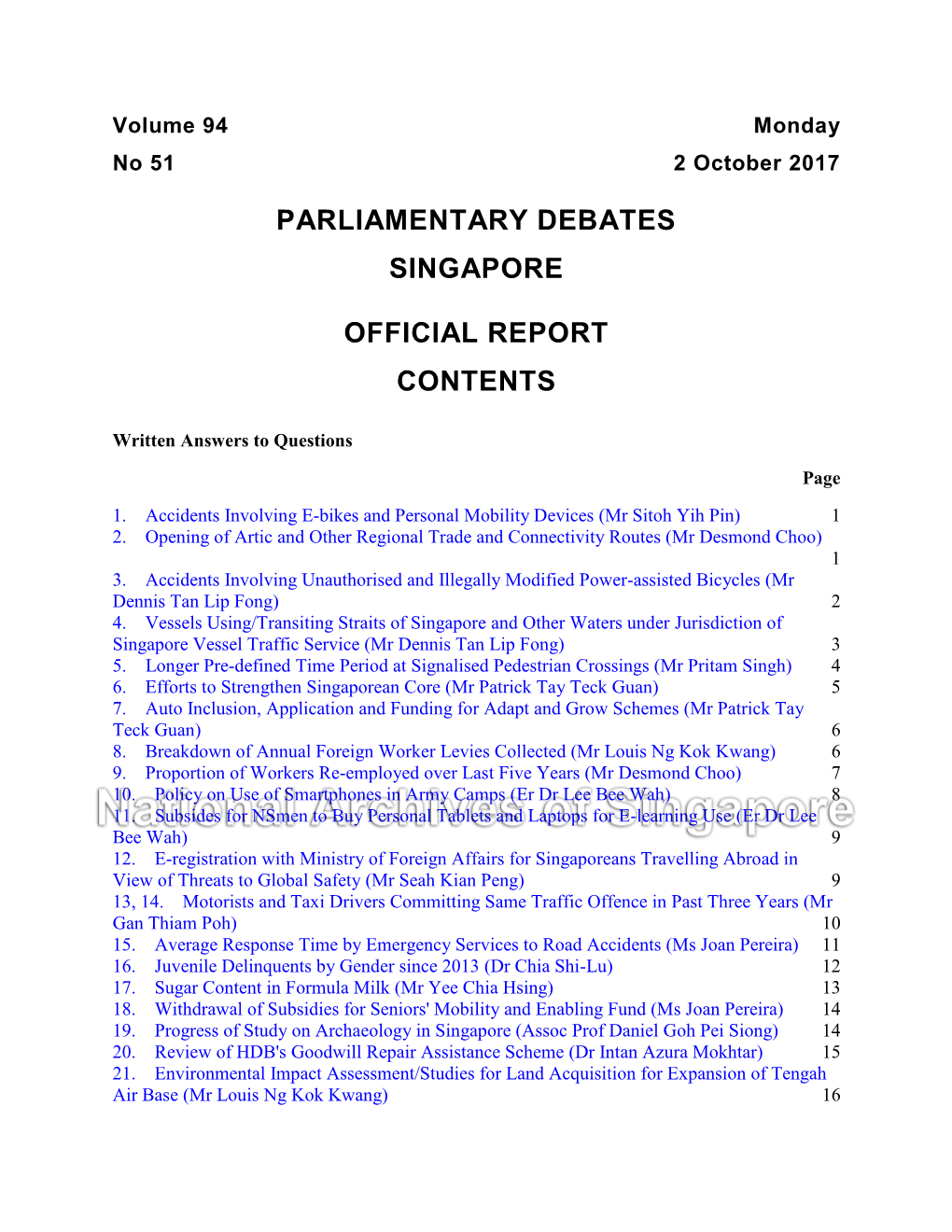 Parliamentary Debates Singapore Official Report