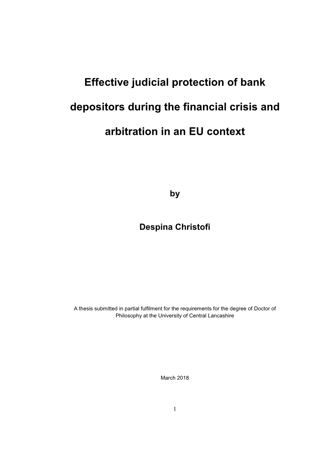 Effective Judicial Protection of Bank Depositors During the Financial Crisis And