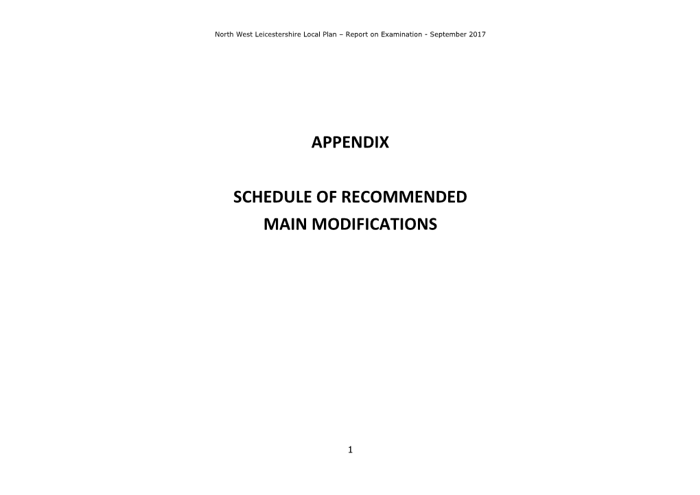 Appendix Schedule of Recommended Main