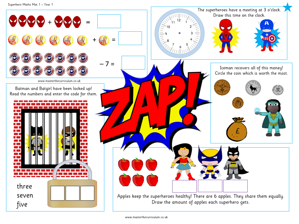 Superhero Maths Mats Year 1