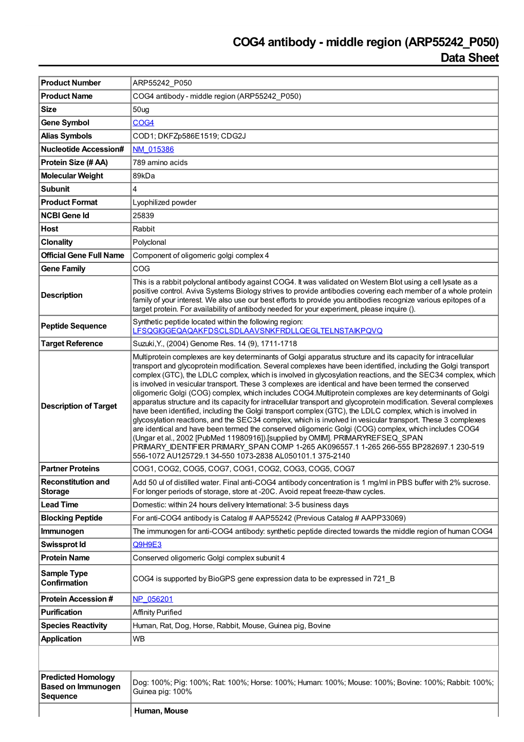 ARP55242 P050) Data Sheet