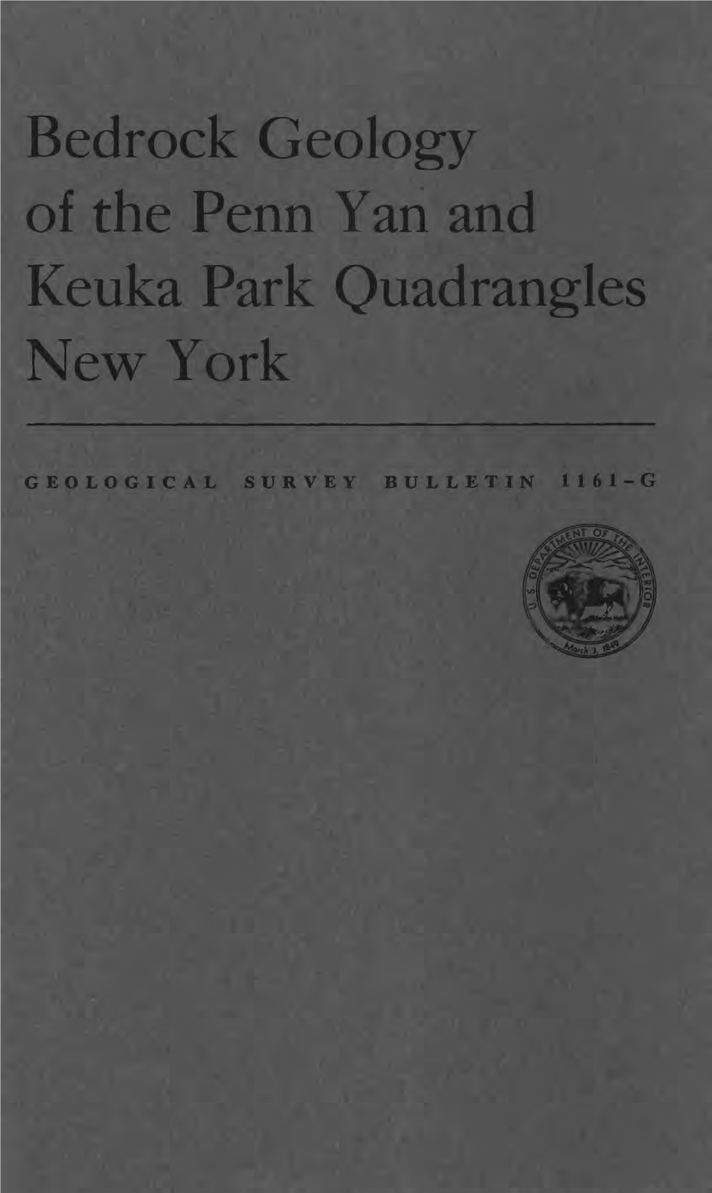 Bedrock Geology of the Penn Yan and Keuka Park Quadrangles New York