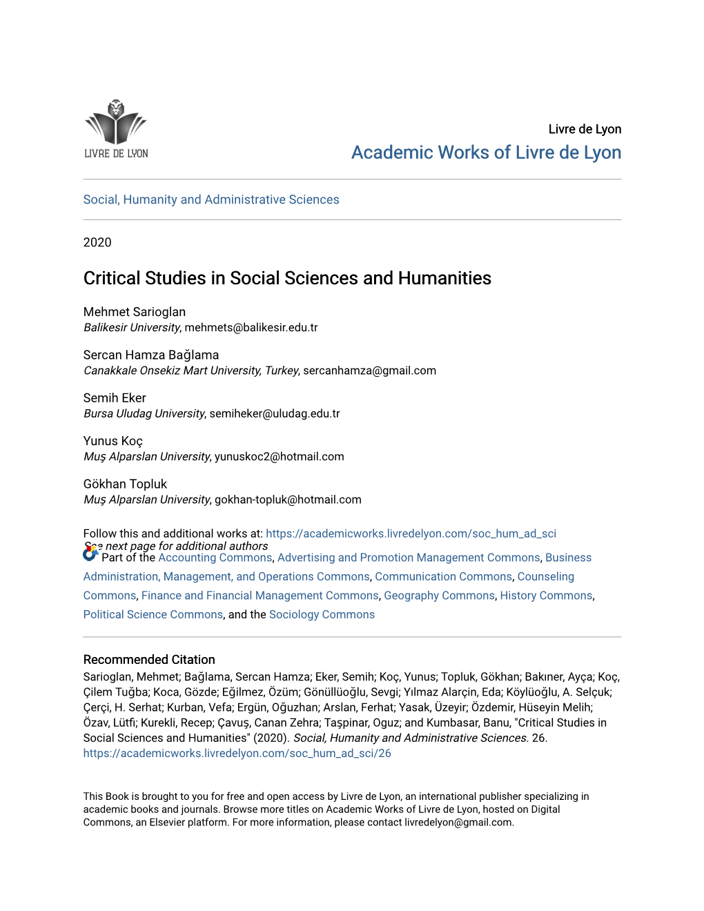 Critical Studies in Social Sciences and Humanities