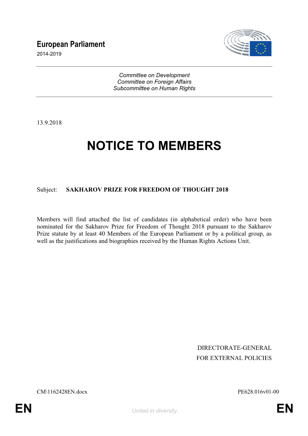 En En Notice to Members