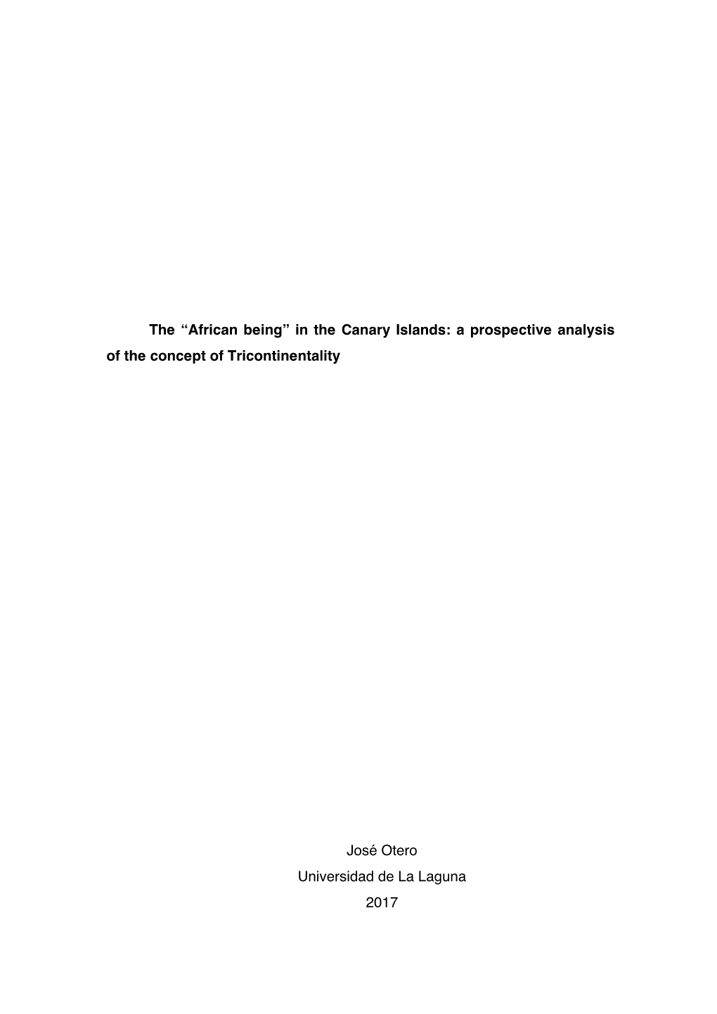 In the Canary Islands: a Prospective Analysis of the Concept of Tricontinentality