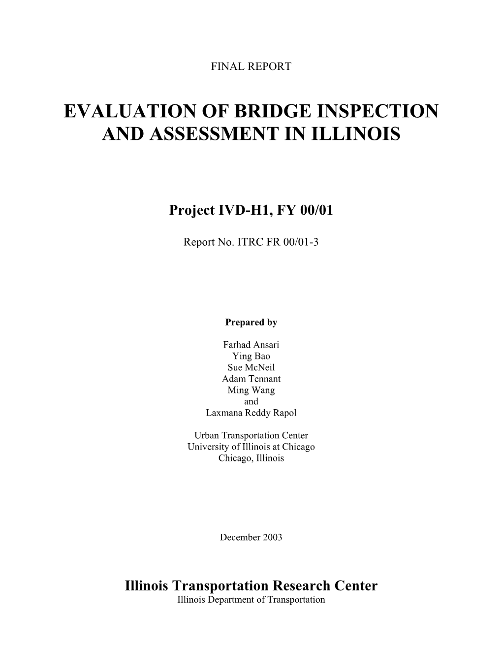 Evaluation of Bridge Inspection and Assessment in Illinois