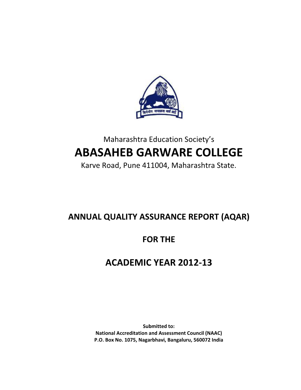 AQAR 2012-13 Page 1 1.6 Date of Establishment of 01 / 06 / 2002 IQAC