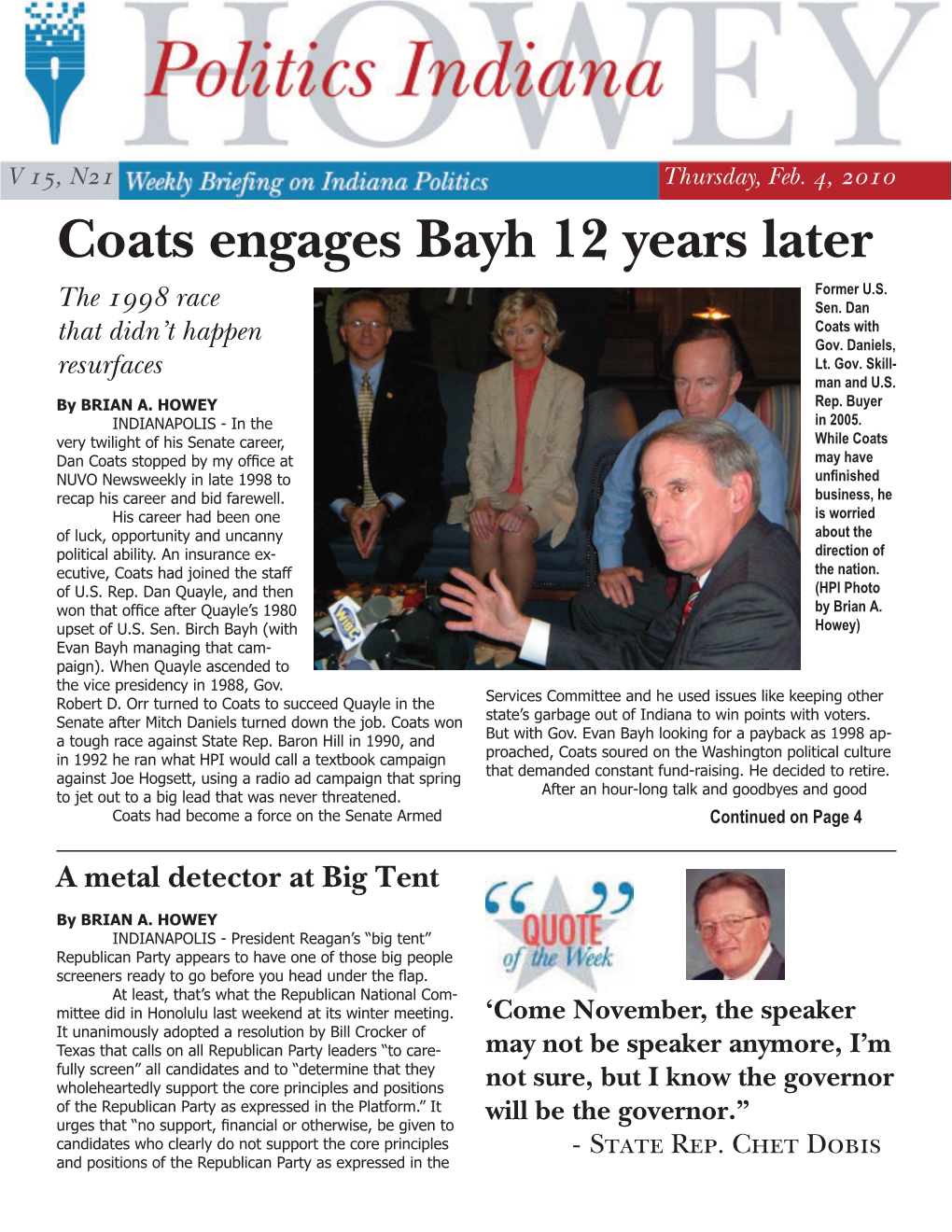 Coats Engages Bayh 12 Years Later Former U.S