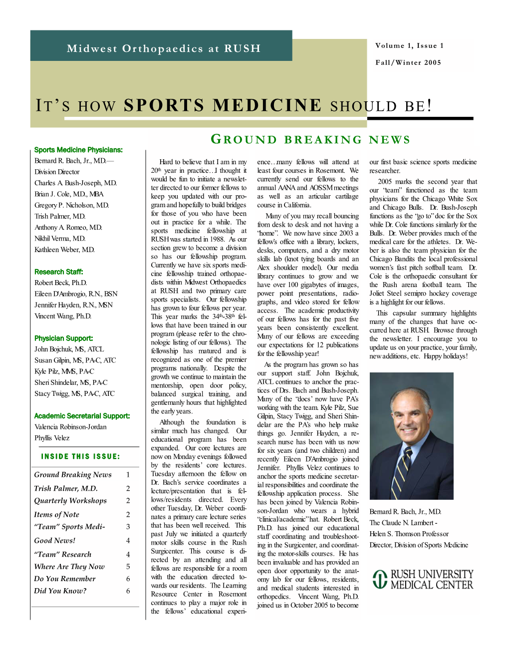 Sports Medicine Fellowship Newsletter