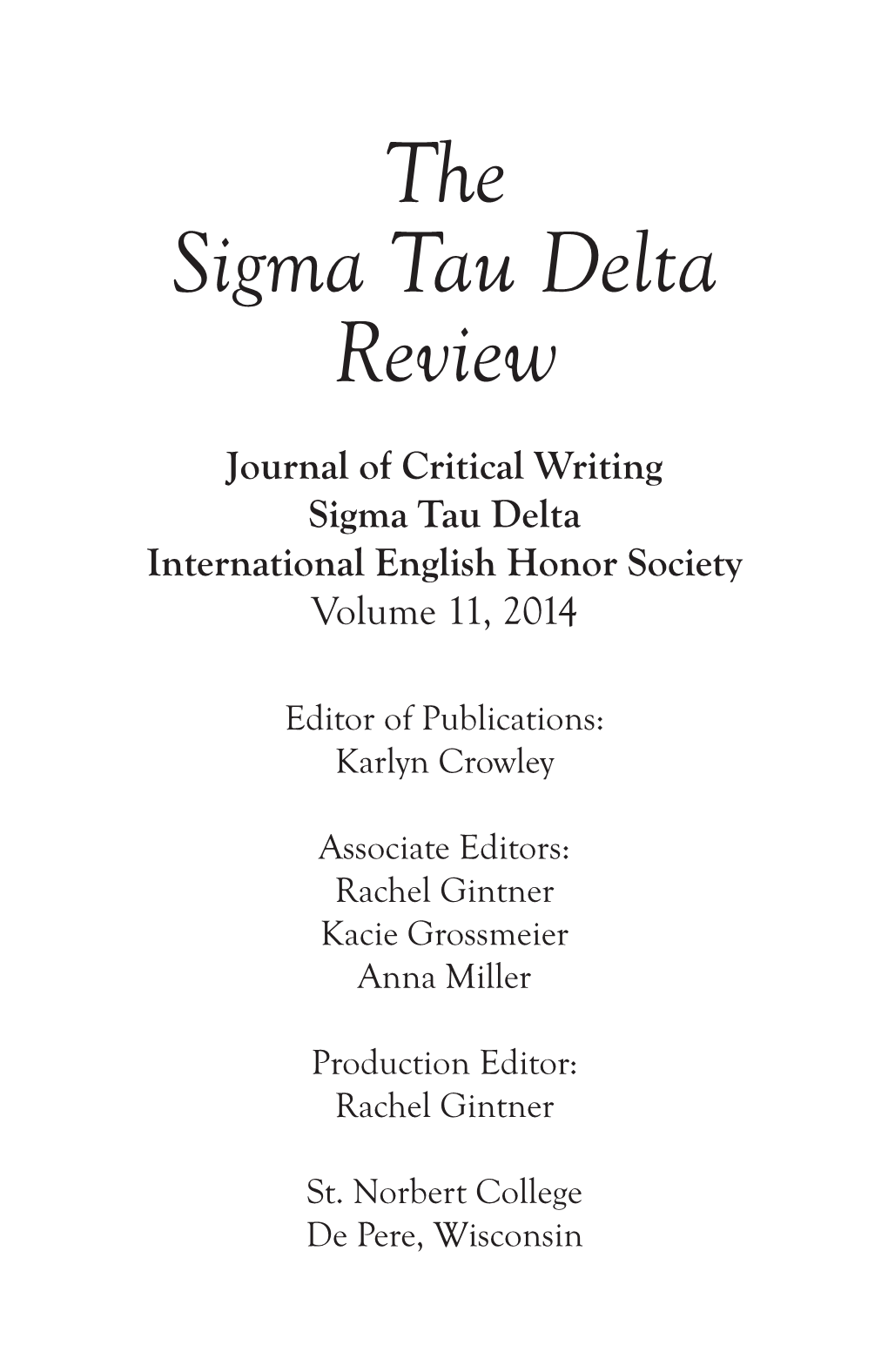 The Sigma Tau Delta Review