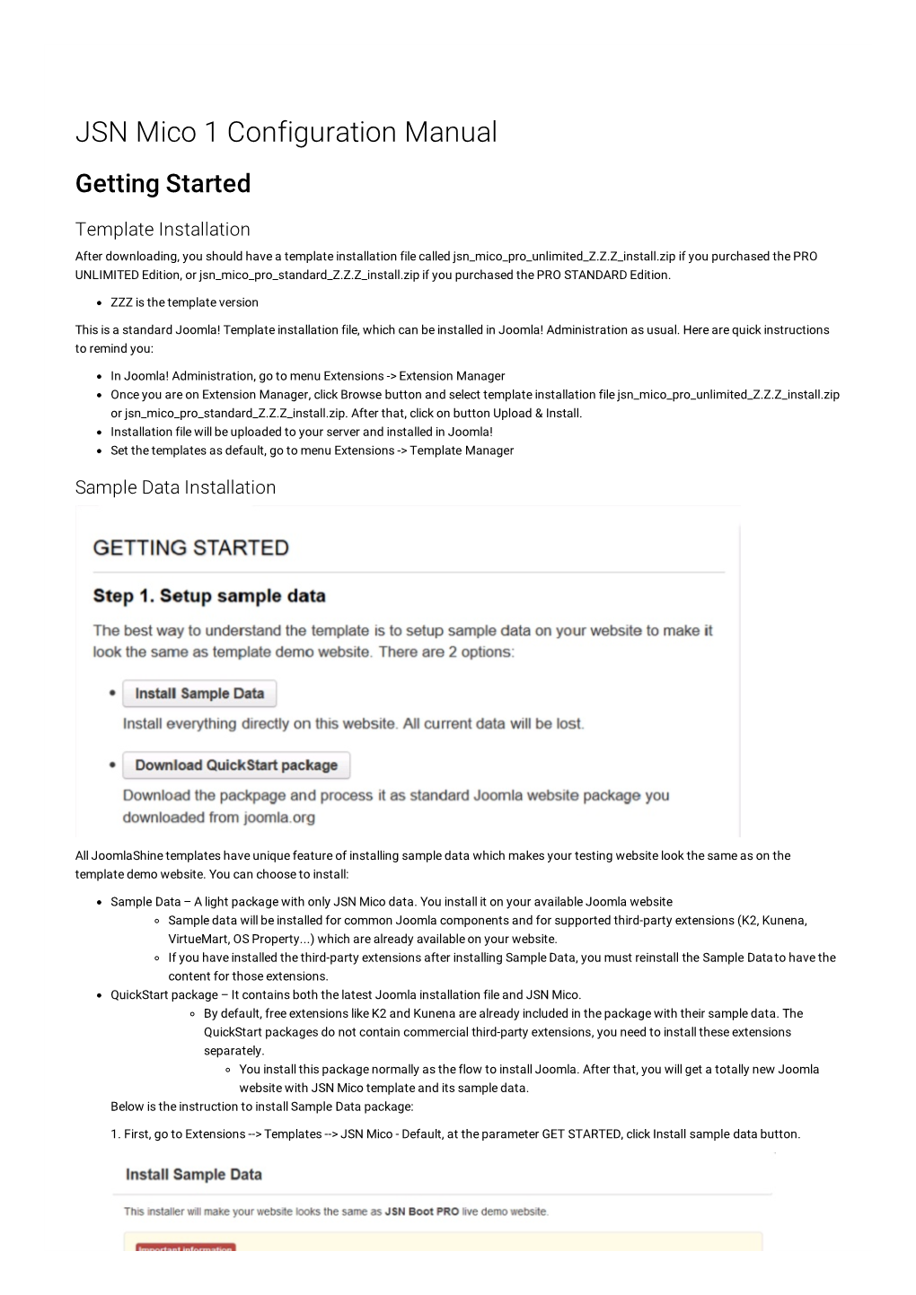 JSN Mico 1 Configuration Manual Getting Started