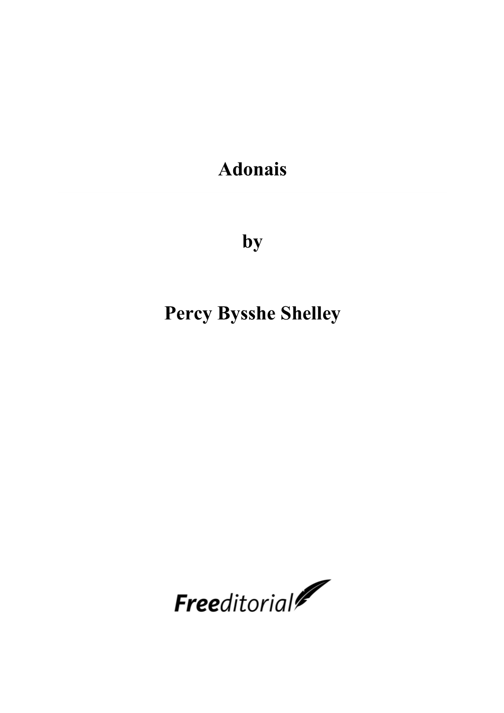 Adonais by Percy Bysshe Shelley