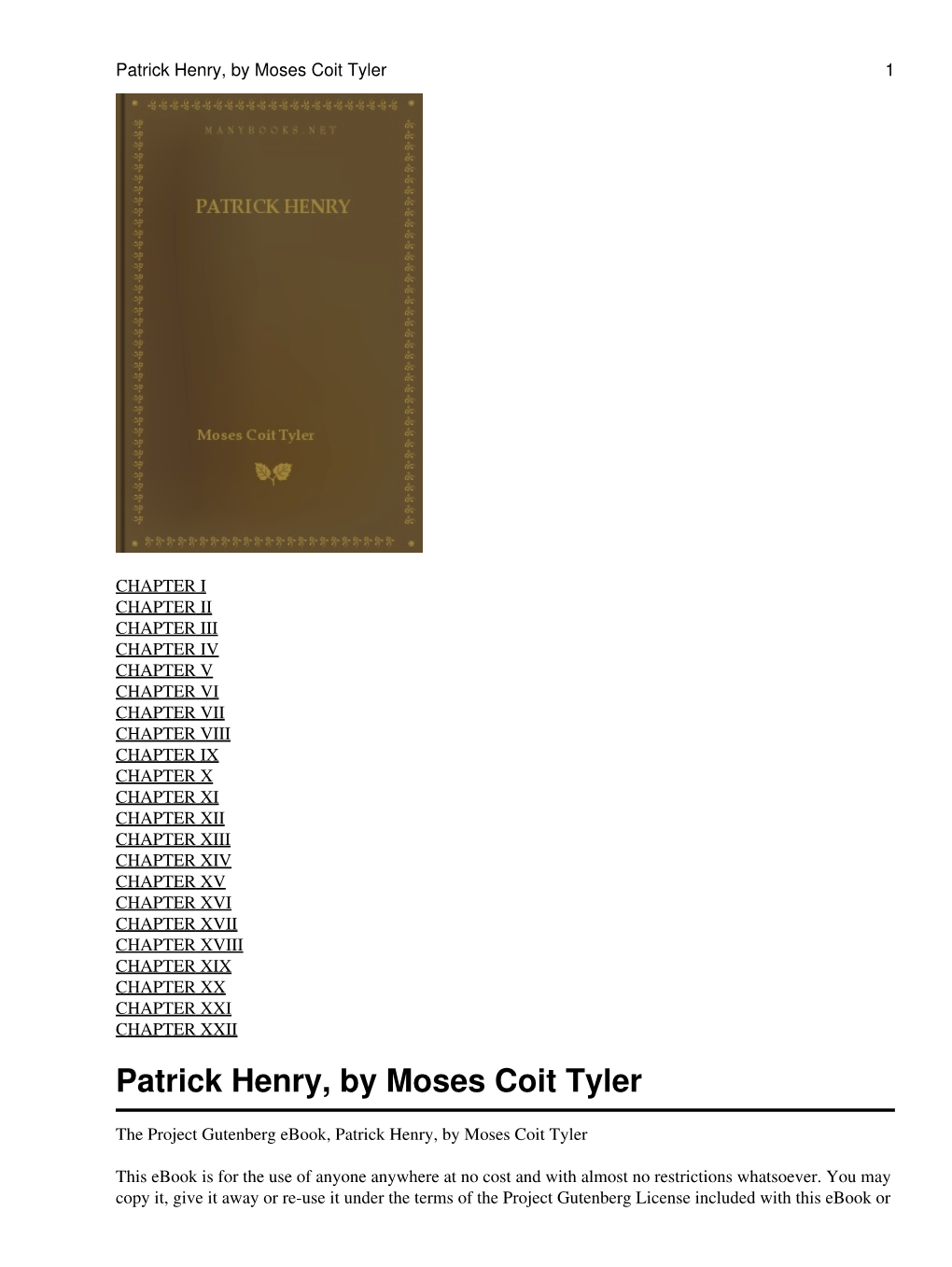 Patrick Henry, by Moses Coit Tyler 1