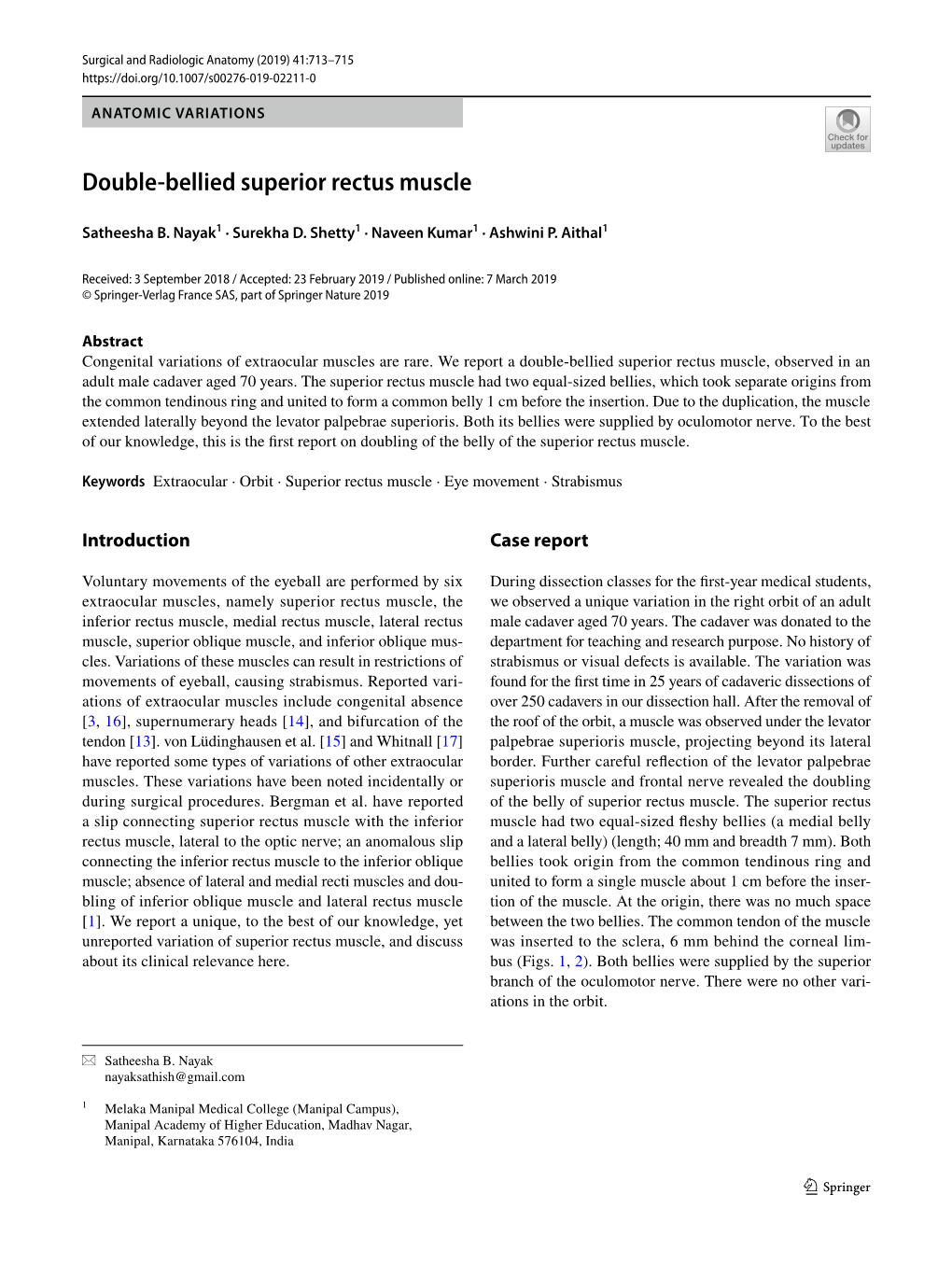 Double-Bellied Superior Rectus Muscle