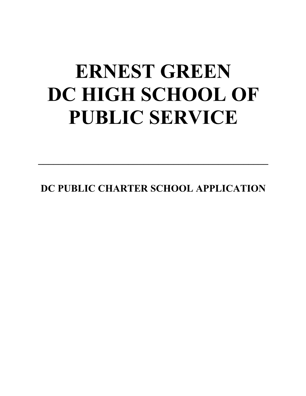 Ernest Green Dc High School of Public Service