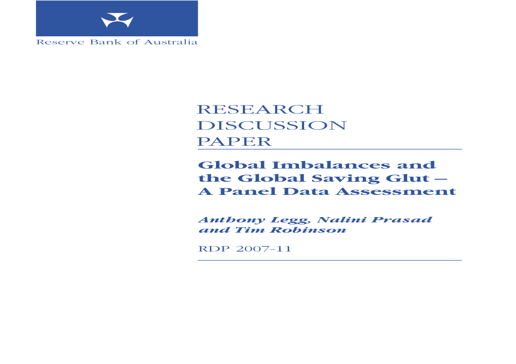Global Imbalances and the Global Saving Glut – a Panel Data Assessment