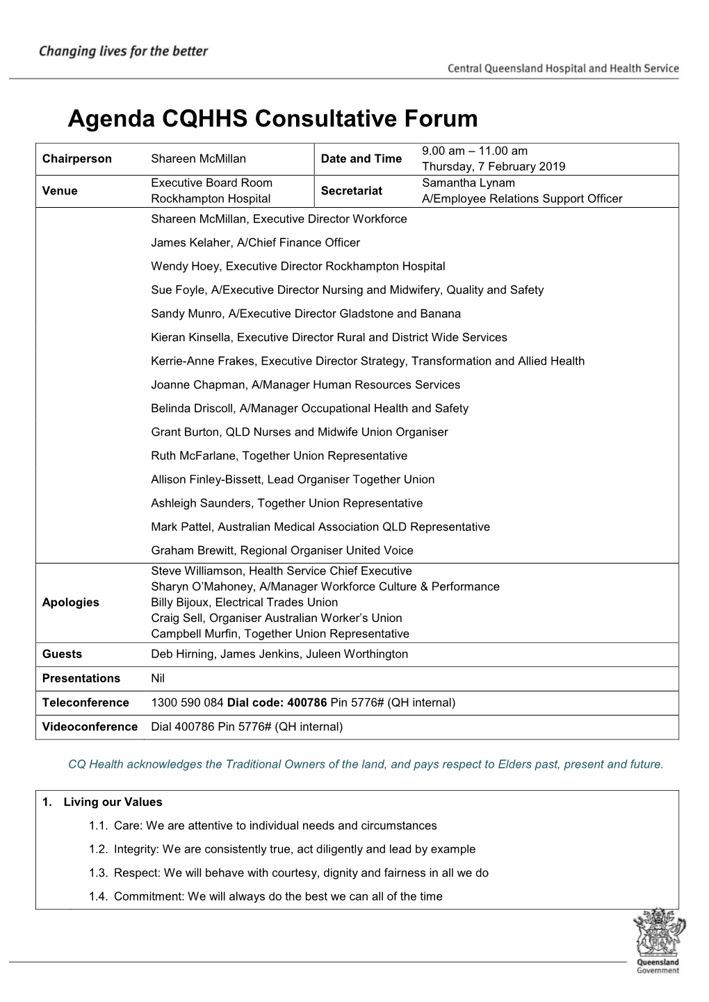 Agenda CQHHS Consultative Forum