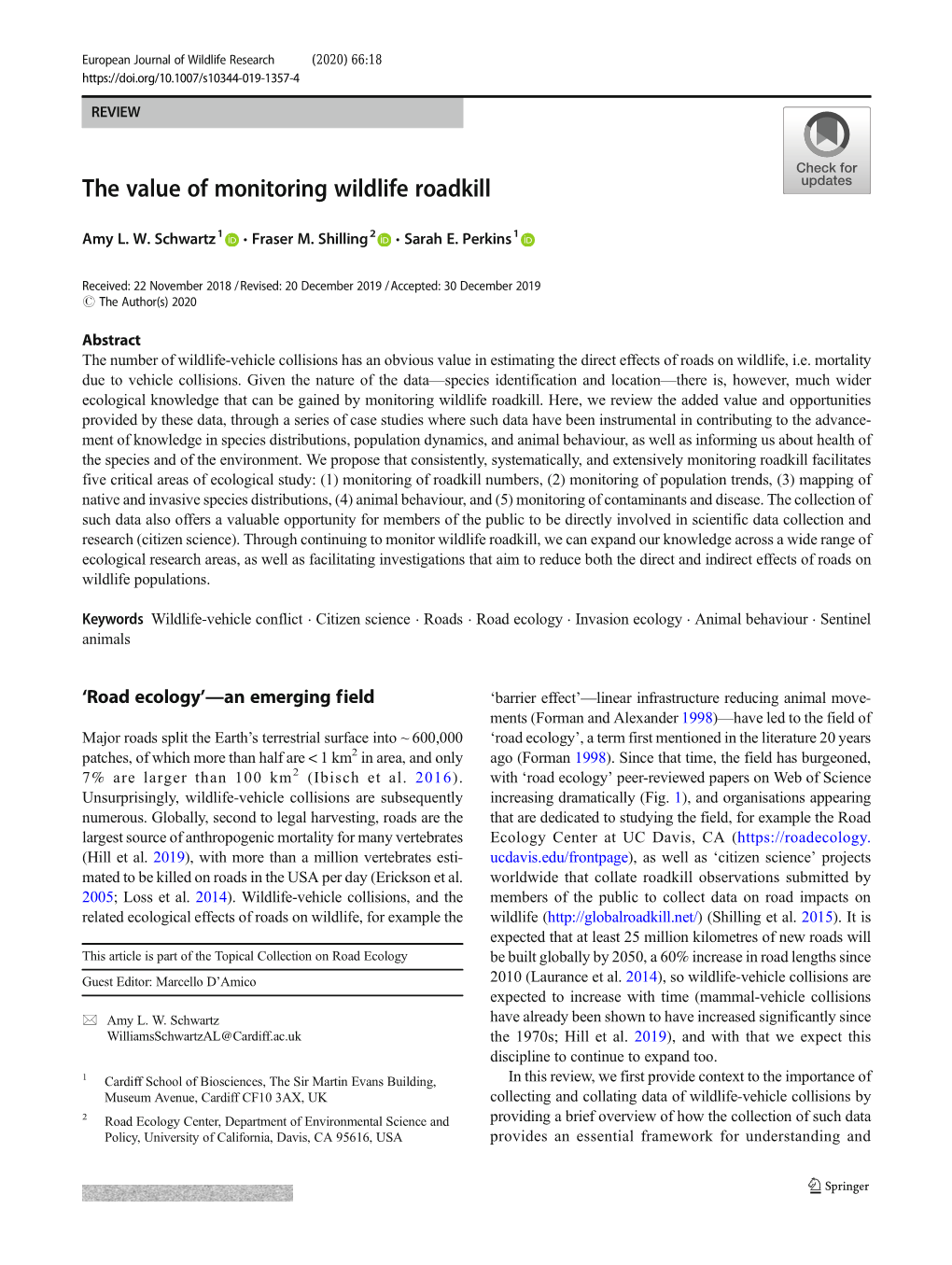 The Value of Monitoring Wildlife Roadkill