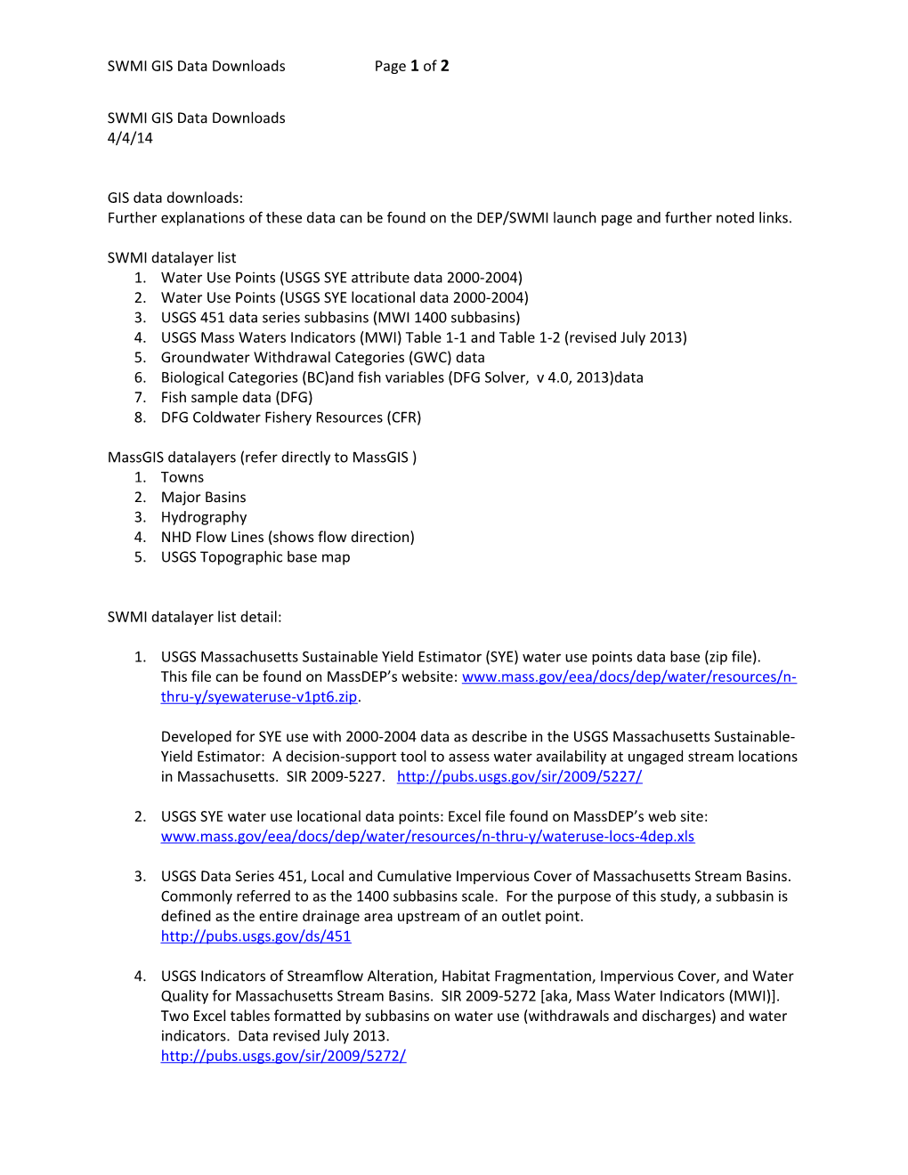 SWMI GIS Data Downloads Page 2 of 2