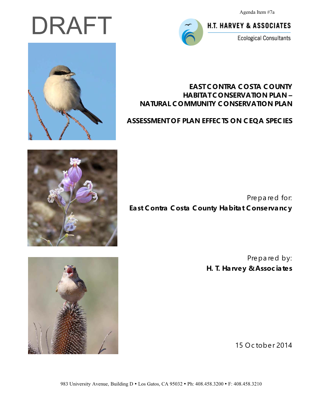 East Contra Costa County Habitat Conservation Plan – Natural Community Conservation Plan