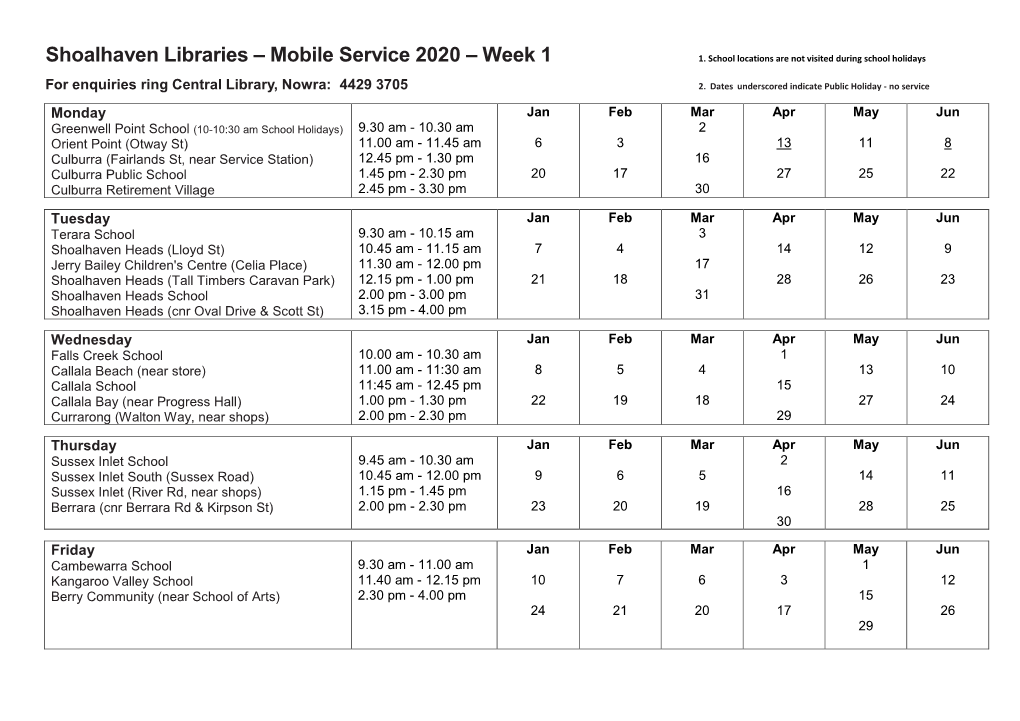 Mobile Service 2020 – Week 1 1