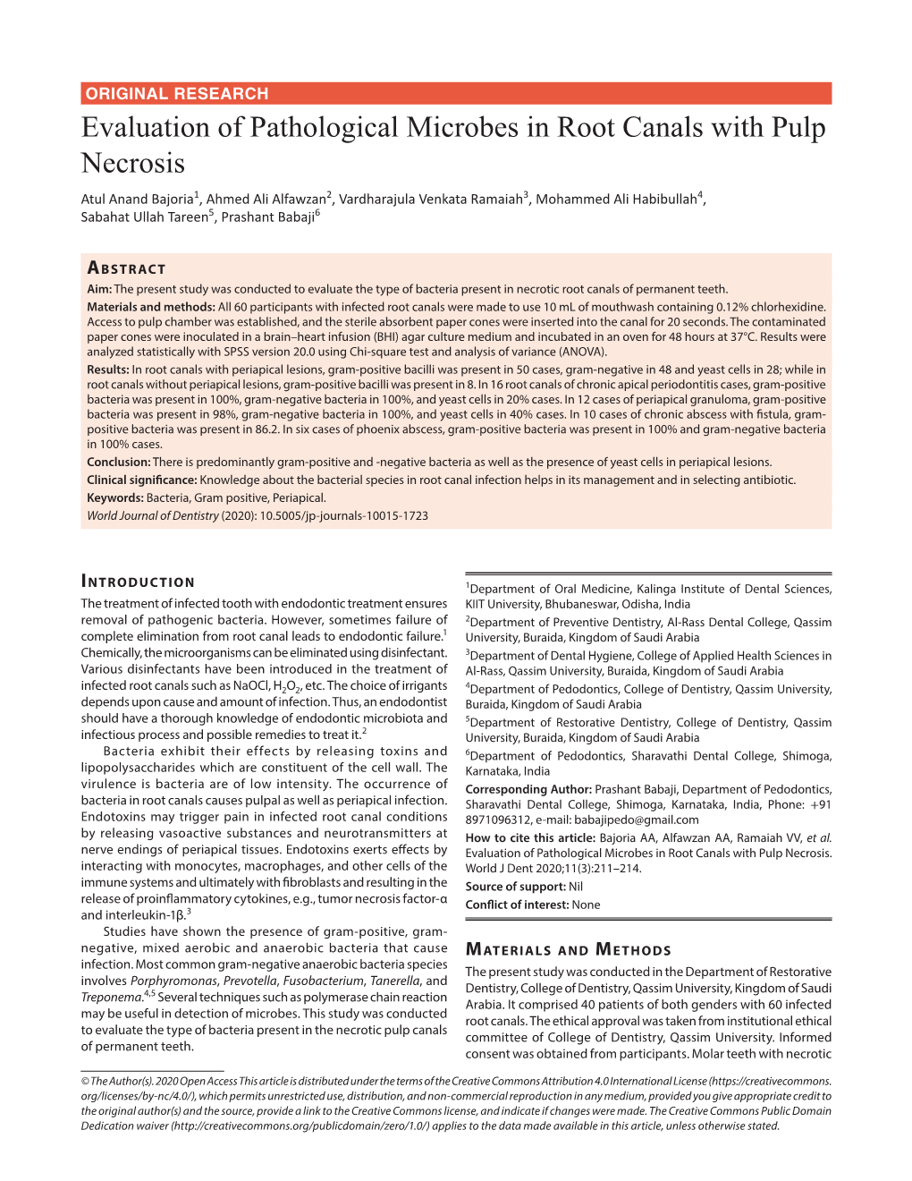 Evaluation of Pathological Microbes in Root Canals with Pulp Necrosis